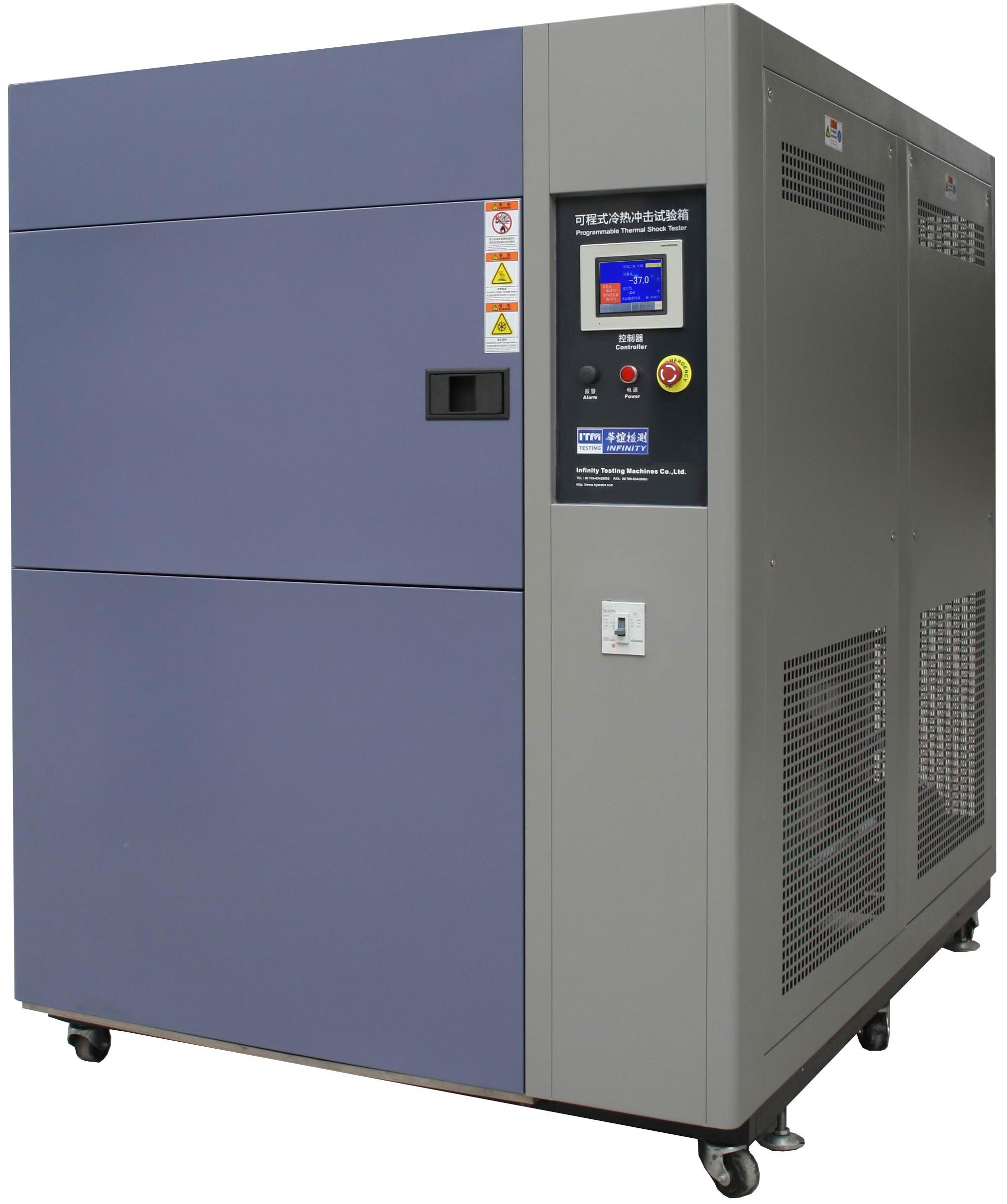 โปรแกรมห้องทดสอบการกระแทกทางอุณหภูมิสิ่งแวดล้อม 50L ~ 600L ระบบเย็นแบบ Cascade