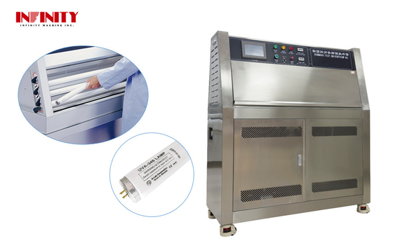 ห้องทดสอบการเสื่อมสภาพด้วยรังสี UV สำหรับฟิล์มพลาสติก เครื่องทดสอบการเสื่อมสภาพด้วยรังสีอัลตราไวโอเลตสำหรับโลหะ ห้องทดสอบสิ่งแวดล้อม