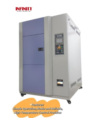 ระยะอุณหภูมิแบบกล่องสามแบบ -55°C+150°C ห้องทดสอบการกระแทกทางความร้อนที่สามารถโปรแกรมได้